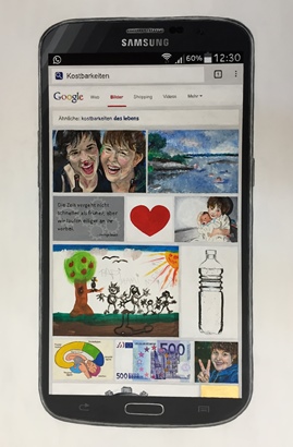 Ein Handy, das Google Suchergebnisse anzeigt